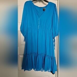 Elegant Blue Button-Down Dress